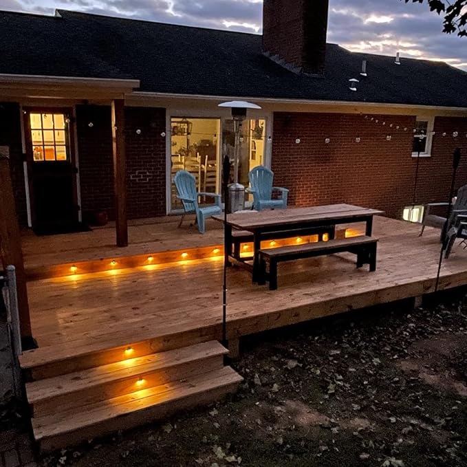 30pcs LED Deck Lights Low Voltage IP65 Waterproof Recessed LED Deck Lighting, Half Moon F1.38 Yard Garden Patio Step Landscape Pathway Decor Lamps, Warm White