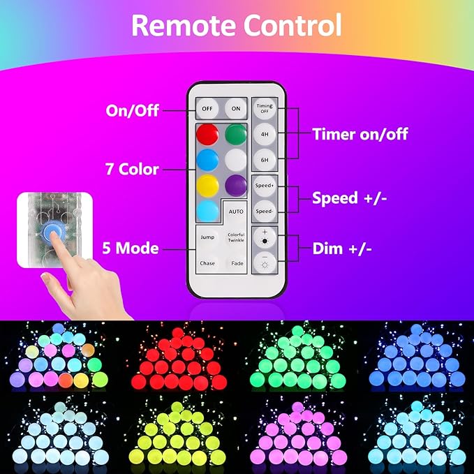 Outdoor String Lights 41ft 20 Dimmable Bulbs+80 LED Beads,RGB Patio Lights with Remote,IP65 Waterproof Shatterproof Color Changing String Lights USB Plug for Outside Garden Yard Party Decor