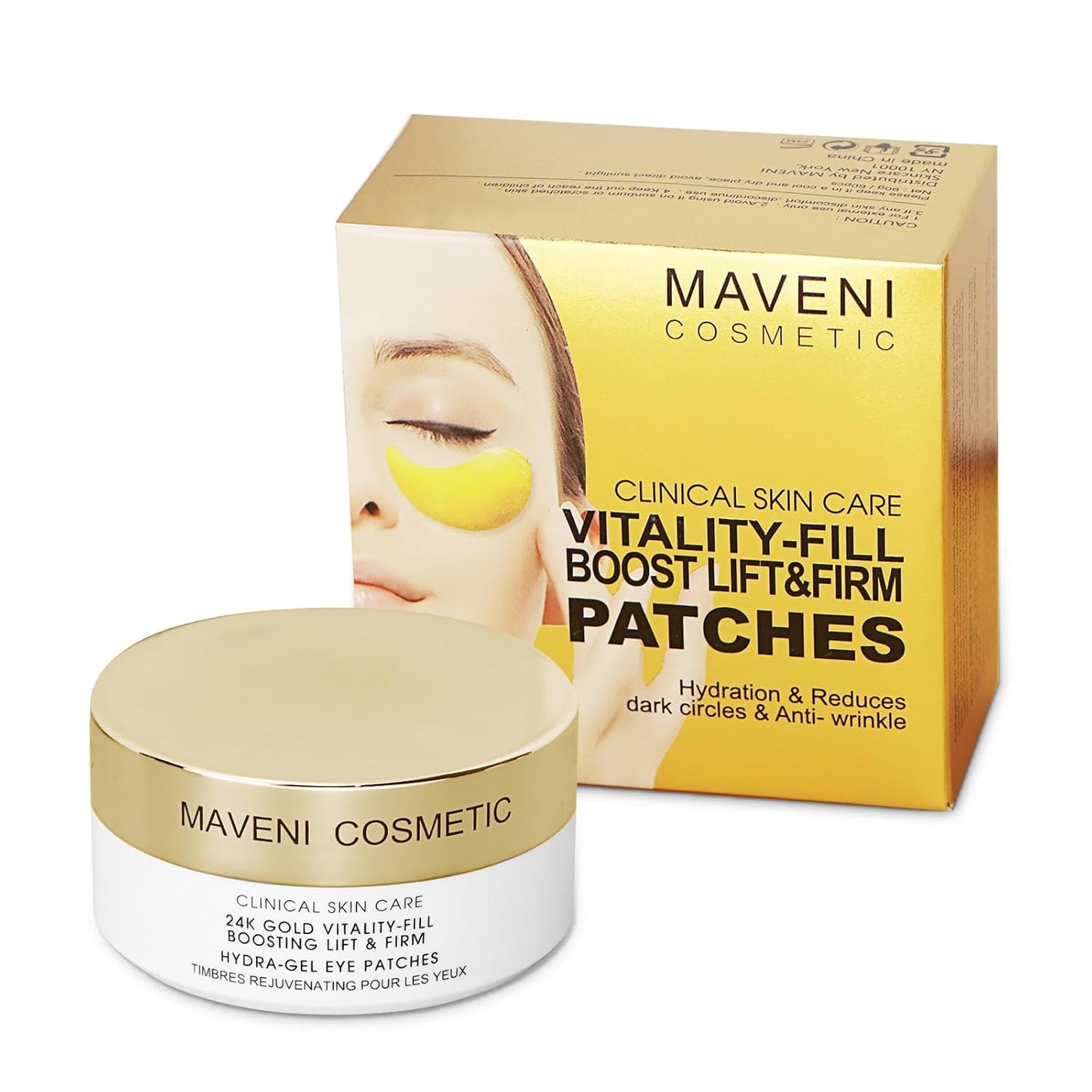 COSMETIC |24k Gold Vitality-Fill Hydra-Gel Eye Patches(30 Pairs) | Help Boosting Lift & Firm the Look of the Eye Area, Anti-Aging Under-Eye Patches