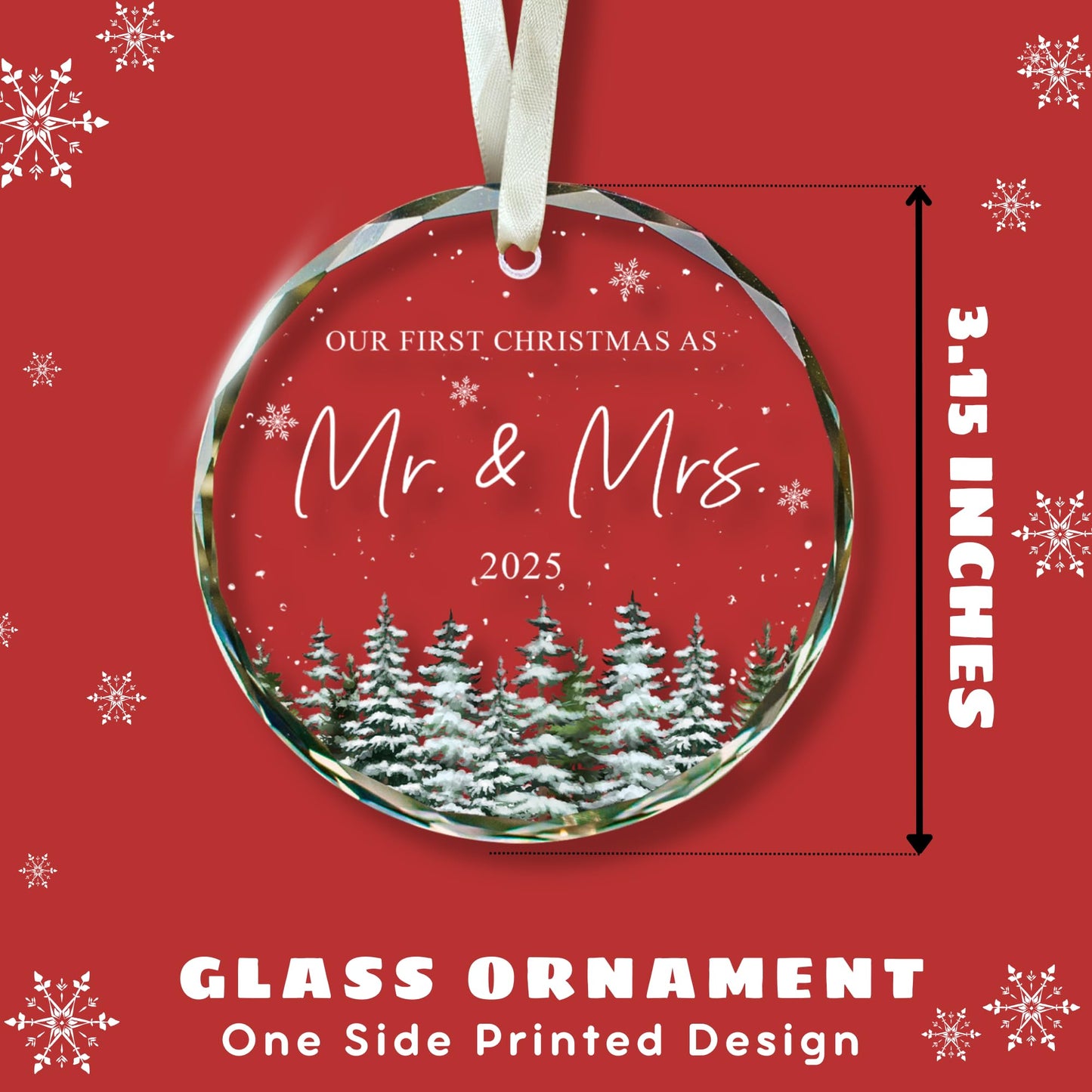 UMACVN Wedding Gifts - Mr and Mrs Gifts - First Christmas Married Ornament 2025 - Wedding Gift for Couples 2025, Newlyweds, Bride - Bridal Shower Gift Ideas - Glass Christmas Hanging Ornament