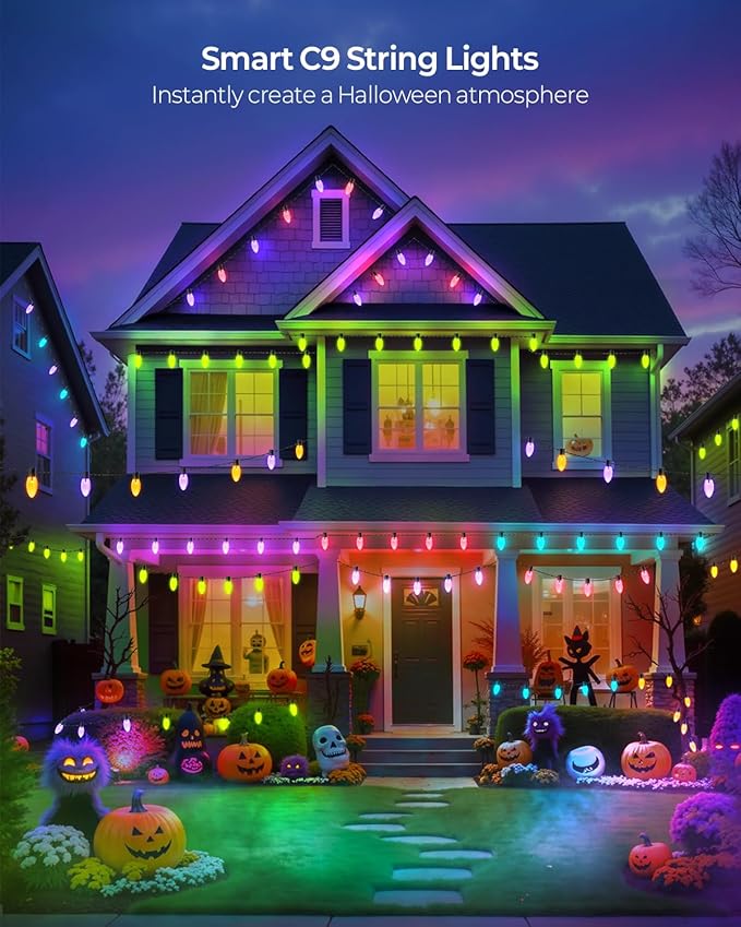 YAYZA! Smart C9 Christmas Lights Outdoor, 150 LED 115 FT RGB C9 String Lights with APP & Remote Control, 105 Modes, Music Sync, Connectable Waterproof Christmas Lights for Roofline Patio Xmas Decor