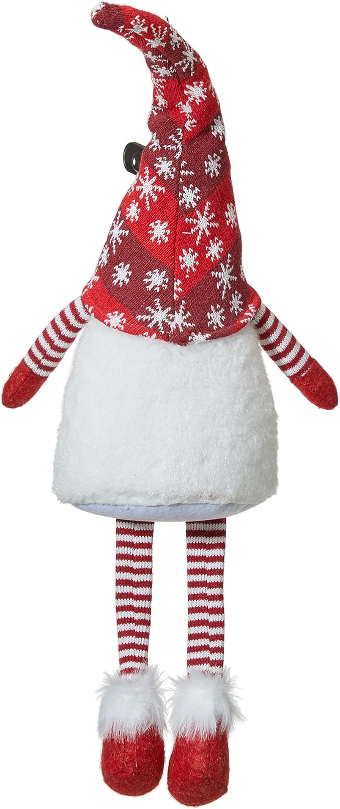 Glitzhome 28" H Fabric Gnome Christmas Decorations with Dangling Legs & Knitted Hat, Plush Gnome Elf Ornaments for Tabletop Party Holiday Decor