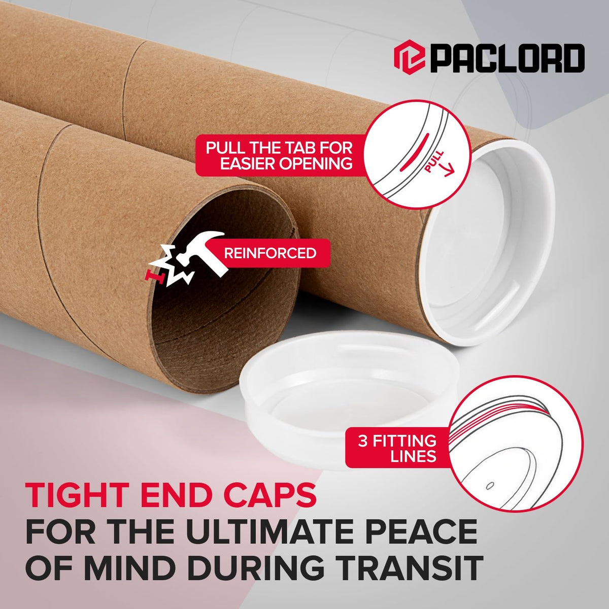 4" x 36" Heavy-Duty Reinforced Cardboard Mailing Tube, Pack of 4 Tubes with 8 Caps – Secure USPS Approved – Great for Shipping and Storing of Prints, Artwork, Posters or Documents