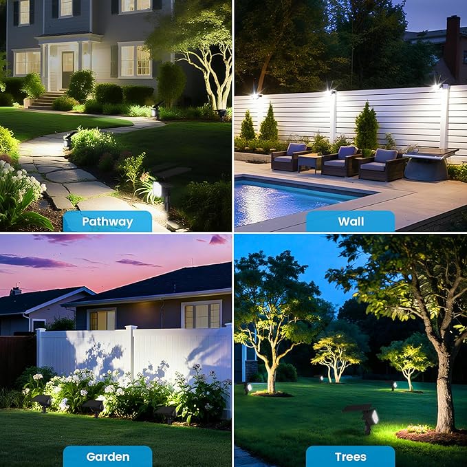 VOLISUN Solar Spotlight Outdoor, IP67 Waterproof Solar Landscape Spot Lights,Uplights for Yard Garden Pathway - 8 Pack (Cool White) 27 LED 3 Lighting Modes