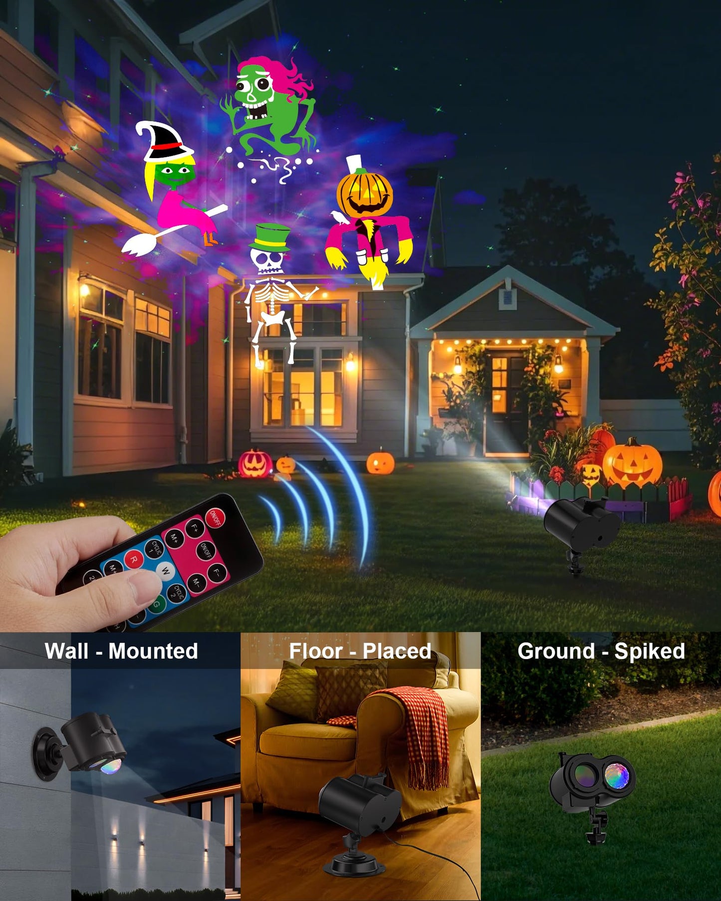 COOLWUFAN Halloween Christmas Projector Lights Outdoor, 2025 Upgrade 2-in-1 Holiday Projector Lights, 30 HD Effects (20 Slides) Projection Light for Xmas Halloween Party Garden Yard Decor