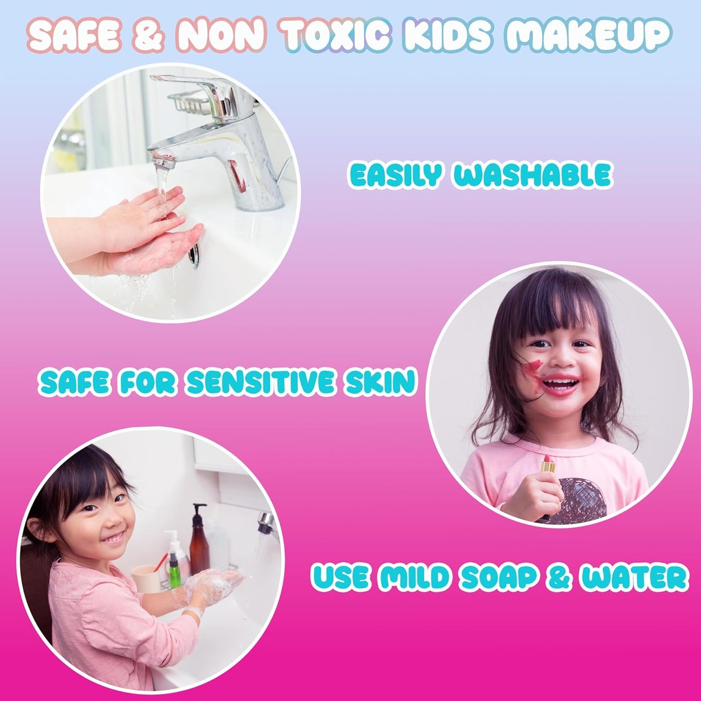 Expressions - 5pc Cosmetics Lip Kit For Kids w/Lip Glosses, Lip Balms & Tin Box Storage Case,I Believe in Unicorns Hologrpahic,Washable + Non Toxic
