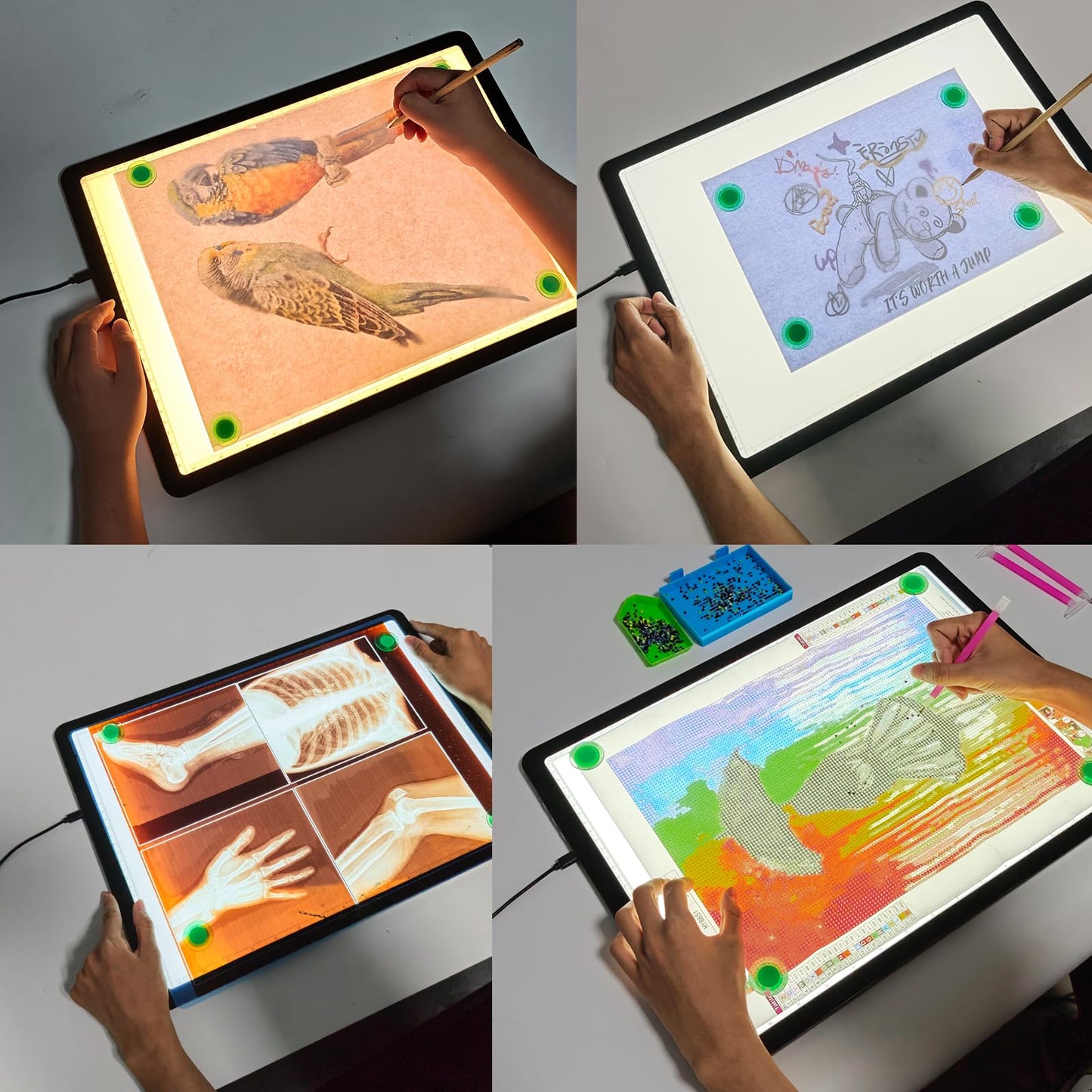 Elice Magnetic A3 Light Board with Bag for Diamond Painting, Tracing LED Light Box with Side Buttons, Super Bright Diamond Art Light Pad, Light Table for Drawing, Sketching, Weeding Vinyl - Black