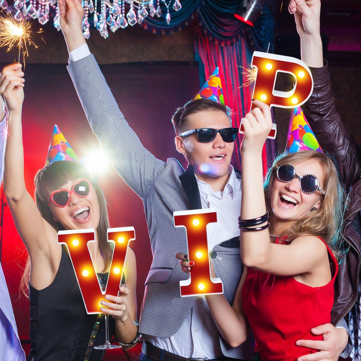 Aurelema VIP 6.3" Light up Letters Sign Party Decorations Battery Powered Marquee Lighted Sign LED Alphabet Letter Lights for Night Party Birthday Home Tabletop Decor Supplies"