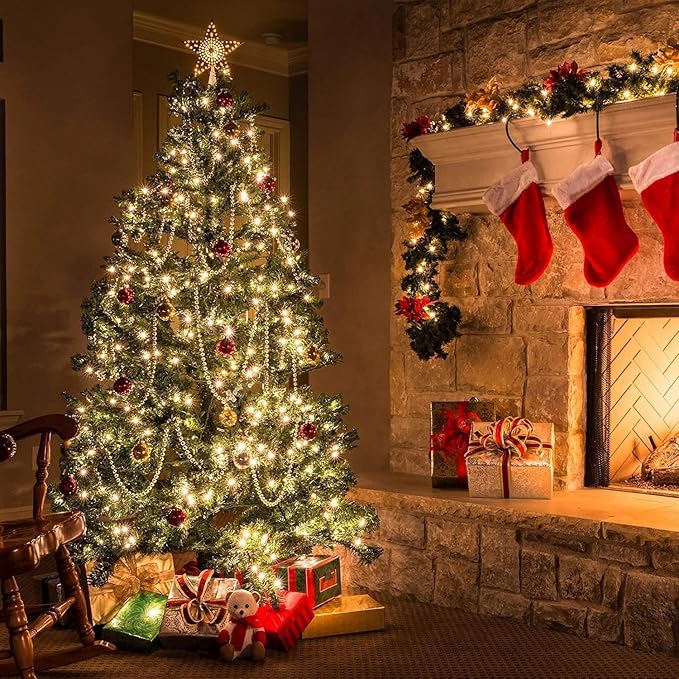 Christmas Lights Clear White 100 Count Incandescent Light UL Certified Connectable Christmas Tree Lights with White Wires for Indoor Outdoor Xmas, Wedding, Holiday, Party, Home Decorations