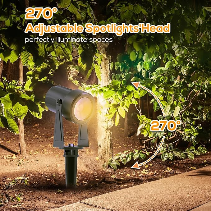 SUNTHIN Outdoor Landscape Lighting with Remote, RGBW Color Changing Spot Uplights,4 Pack