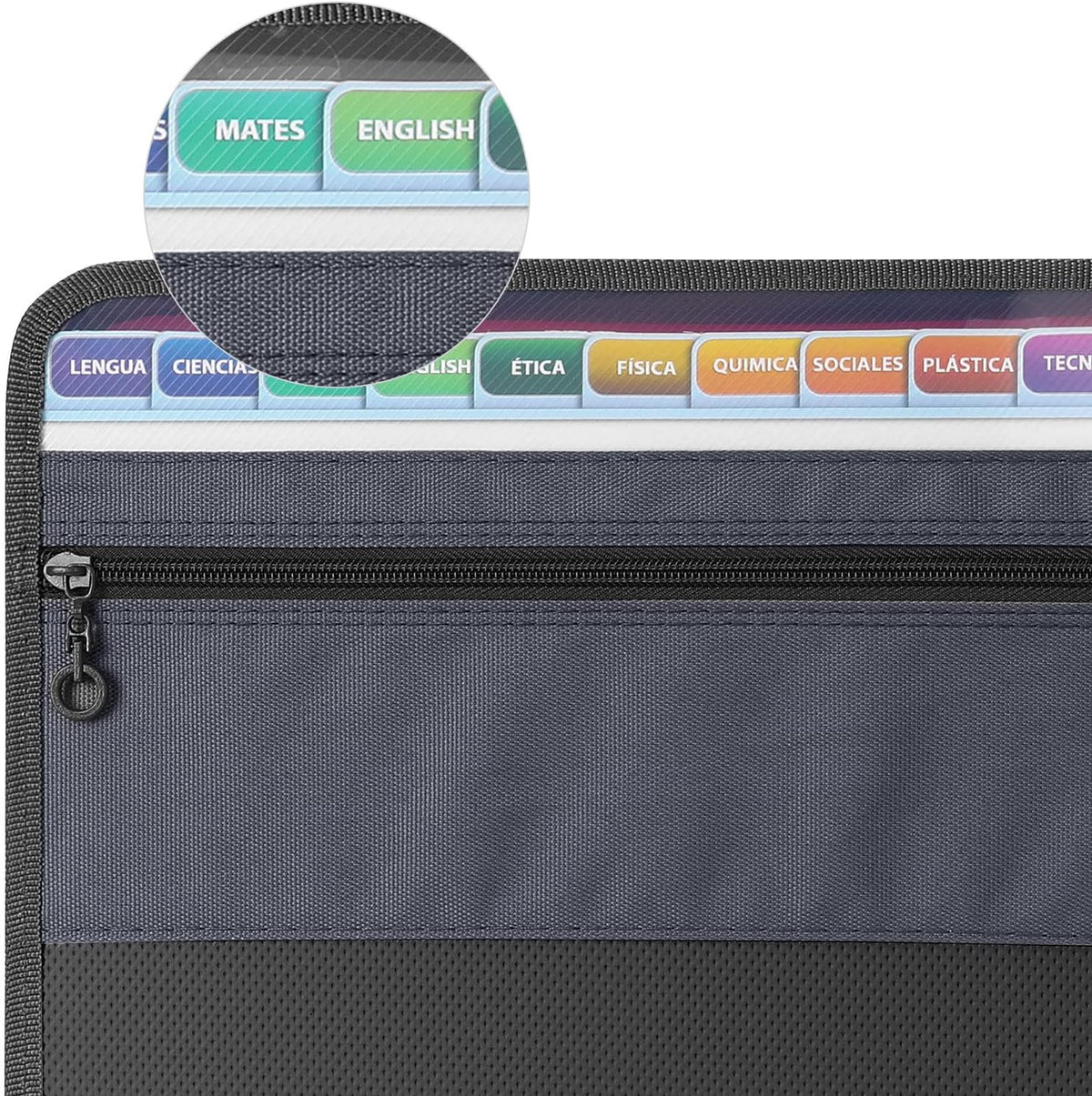MEGREZ Expanding File Folder with 13 Pockets, A4 Paper File Folder with Zipper Color Labels, Waterproof Accordion File Folder Organizer for Home Office, Black