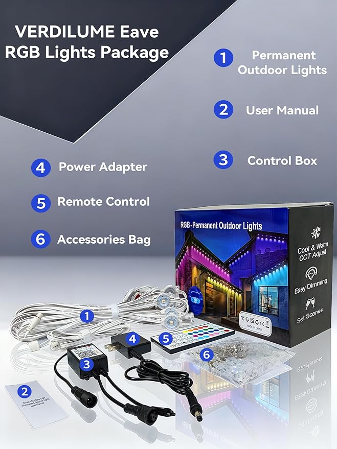 100FT Permanent Outdoor Lights, Smart RGB Eave Lighting for House, IP67 Waterproof LED Outside House Lights with App/Remote Control, for Christmas, Holiday Decor, Party, Daily
