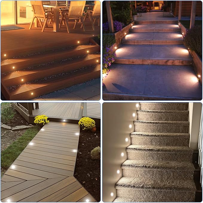 HIBOITEC Recessed LED Deck Light Kits, 1-Pack Recessed Deck Lighting IP67 Waterproof Patio Lighting for Garden Stairs Wooden Deck Ceiling