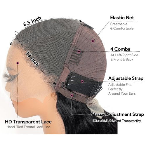 Smilenice 210% Density 13x6 Full Lace Frontal Bob Wig Human Hair 12A Brazilian Virgin Human Hair Pre Plucked HD Transparent Lace Glueless Wigs 14 Inch