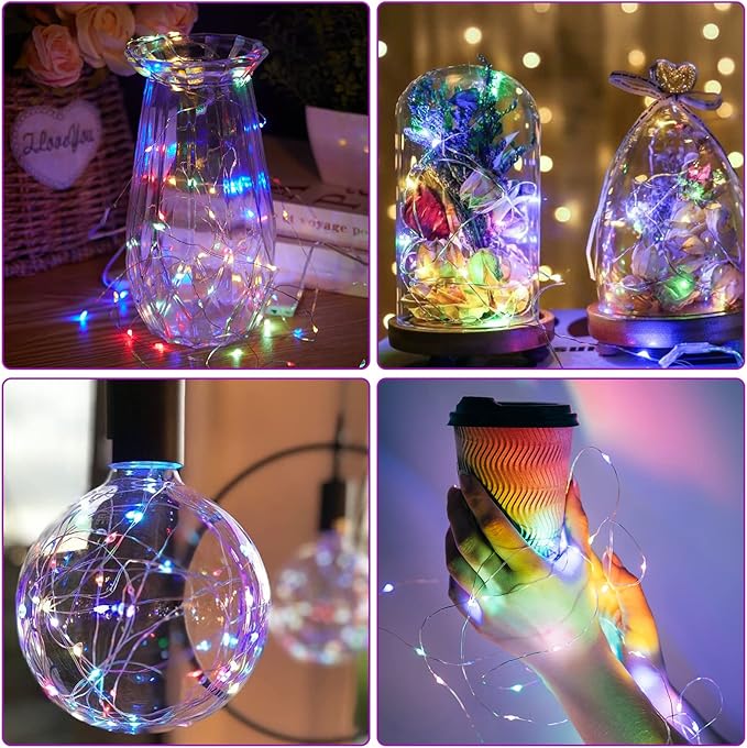 Bexdir 12 Pack Fairy Lights Battery Operated String Lights,7FT 20LED Waterproof Silver Wire Christmas Lights Outdoor,Firefly Mini Lights for Bedroom Party Birthday Wedding Home Decor