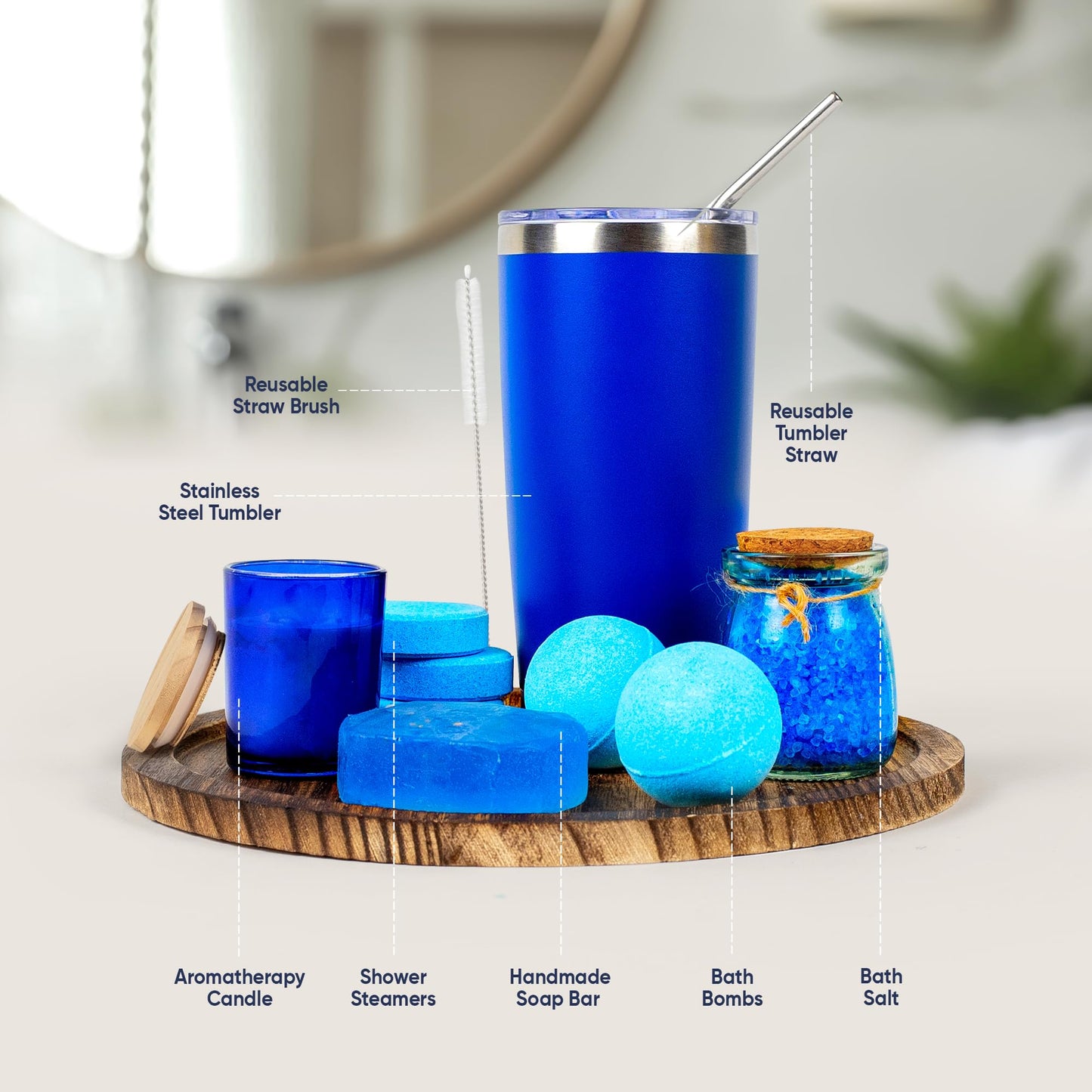 Luxury Spa Gift Basket Set โ 16 Pcs Bath Set with Bath Bombs, Body Lotion, Shower Gel & More โ Relaxing Gifts for Women & Men โ Perfect for Birthday, Christmas, Thank You & Bridal Shower(Royal Blue)