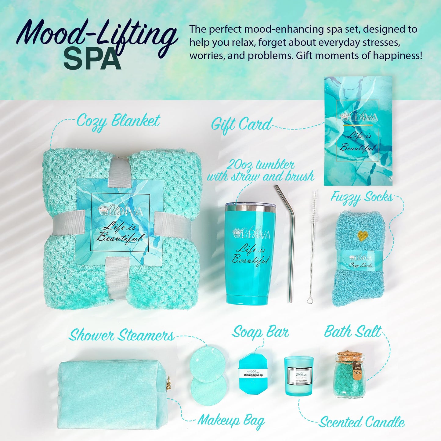11 Pcs Spa Gift Basket for Women – Luxury Bath Set with Shower Steamers, Water Tumbler, Fuzzy Socks & More – Relaxing Pamper Kit for Birthday, Mother’s Day & Self Care Gifts