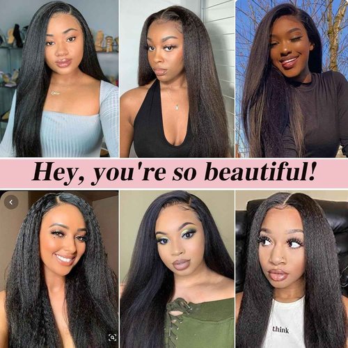 Habiliana Human Hair Bundles 20 22 24 Inch Natural Black Yaki Wave Bundles Human Hair 100% Unprocessed Soft Sewn In with Double Drown Weft for Black Women
