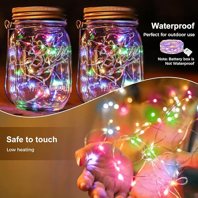 kolpop 12 Pack LED Fairy Lights Battery Operated, Mini Twinkle String Lights Battery Powered Waterproof for Christmas Mason Jars Party,Multicolour