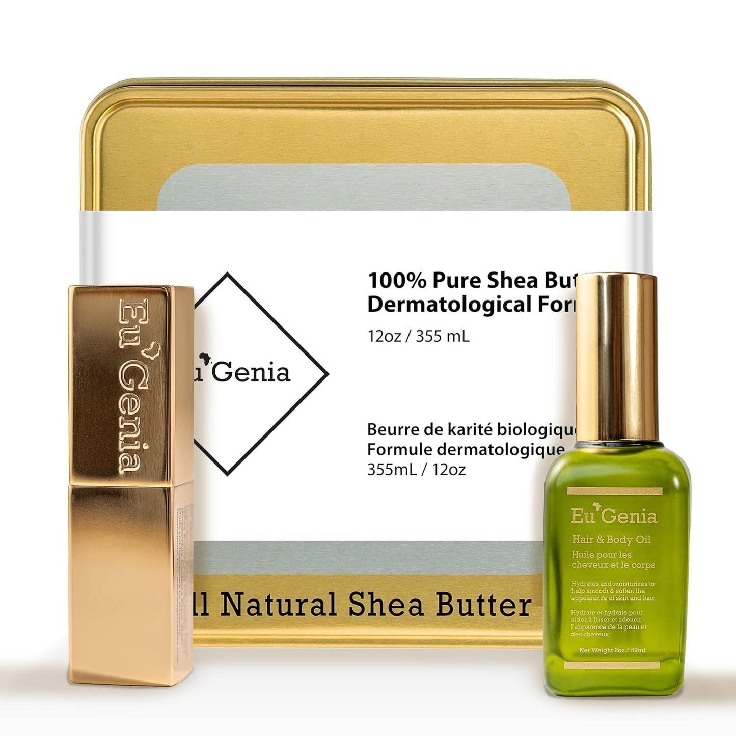 Face, Lip & Body Shea & Moringa 3-PC Gift Set â Hydrating Lip Balm, Nourishing Body Oil, 12oz Dermatological Shea Butter â Natural Skincare