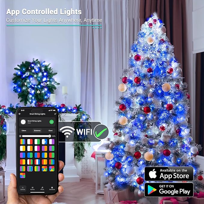 Brizled Smart Christmas Lights, 196ft 600 LED Smart WiFi Color Changing String Lights App Controlled, RGB Christmas Tree Lights Work with Alexa & Google Home for Halloween Indoor Outdoor Decor
