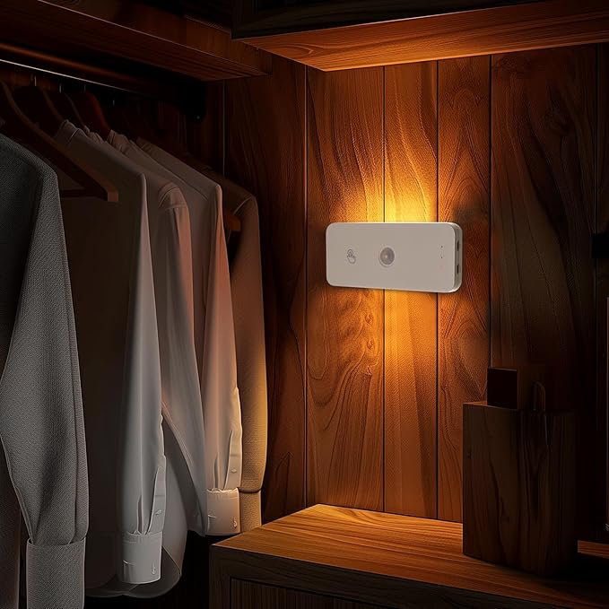 Led Motion Sensor Night Light 2 Pack, Rechargeable Stair Light 1100mAh, Dimmable Hallway Lights with 3 Color Temperature, Magnetic Locker Lights for Closet Hallway Bedroom