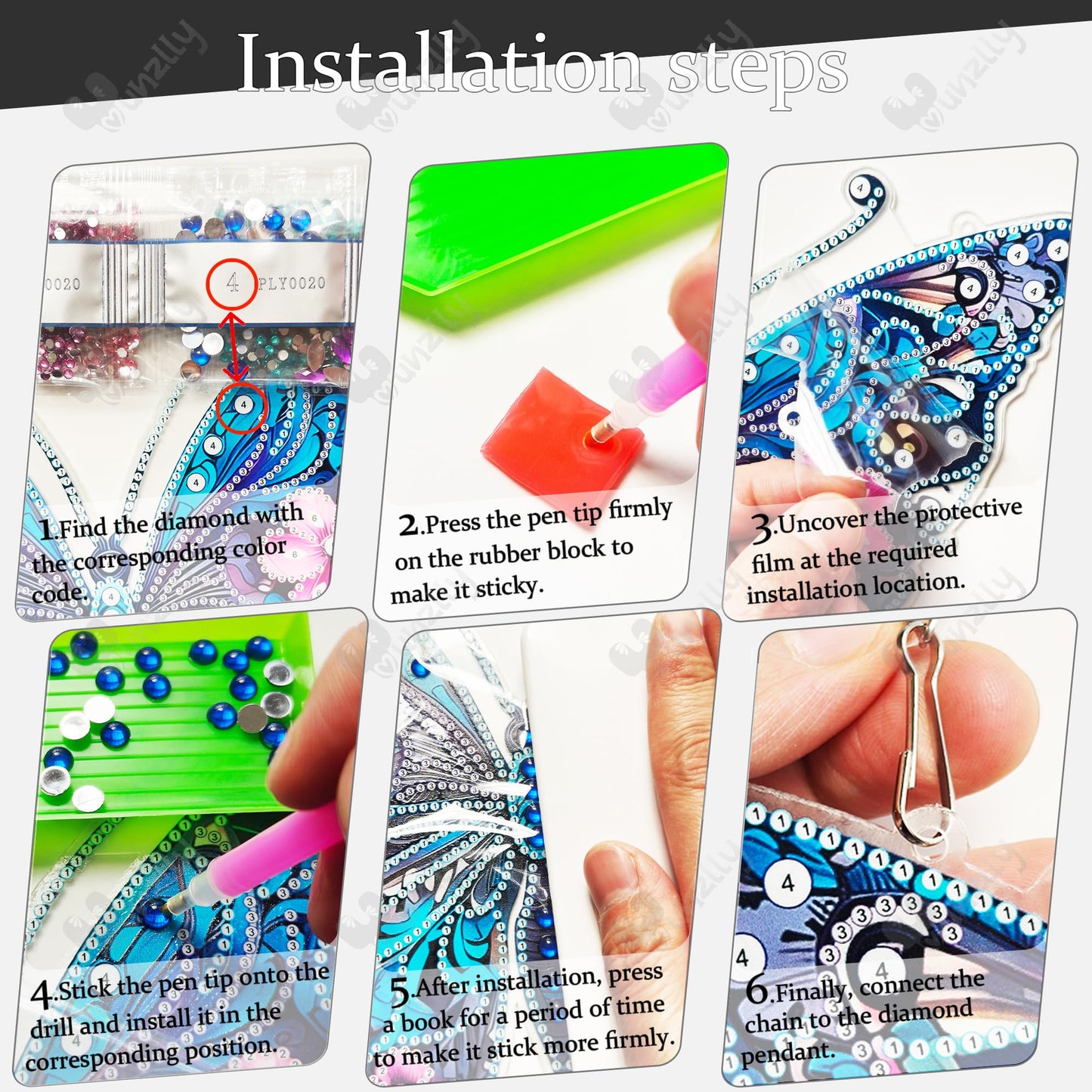 Yunzlly DIY Hanging Diamond Art Pendant Kit, Special Crystal Double Sided Diamonds Painting Ornament Kit for Adults, Acrylic Gem Painting Board for Window&Door&Wall (Bird)