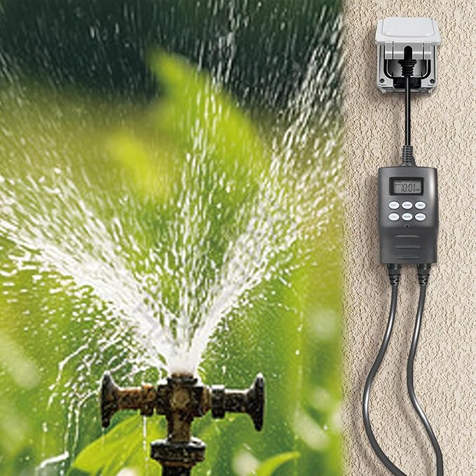 Outdoor Digital Timer for Lights – 7-Day Programmable Plug-in Timer with 2 Grounded Outlets – Ideal for Home and Landscape Lighting – 15A, 1/2 HP, UL Listed