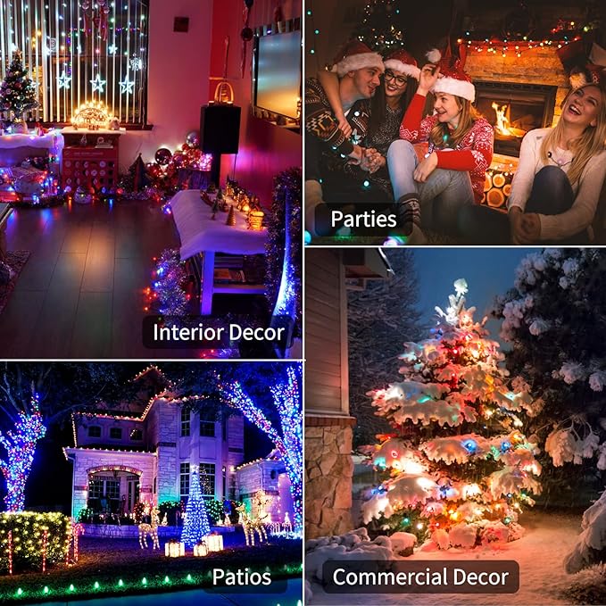 Christmas Lights Battery Operated 4 Pack 8 Feet 20 LED String Lights on Green Wire with 8 Modes Waterproof Tree Lights for Outdoor Indoor Holiday Party Garden Xmas Tree Decorations, Multicolor