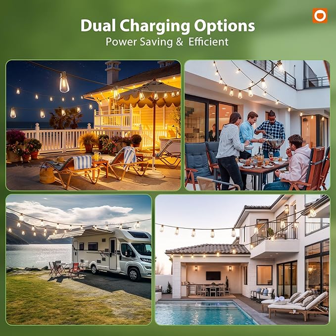 addlon 102FT(96+6) Solar String Lights Outdoor Waterproof with Remote, 30+2 LED Shatterproof Bulbs, Dimmable & Timable, Solar Lights Outdoor, Patio Lights for Garden, Backyard, Party, Camping Decor