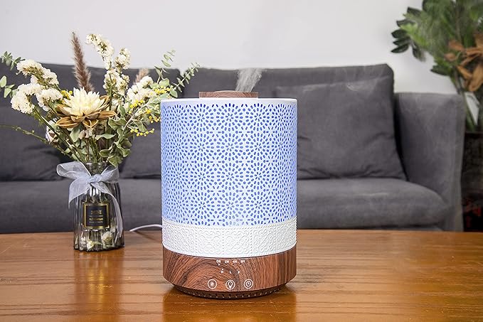 BlueHills Premium Set of Two Large 5000 ML XL and 2500 ML Essential Oil Diffusers Humidifier Combo for Large Room Home with Décor LED Lights Great Gift – Value Pack of White and Dark Wood Grain