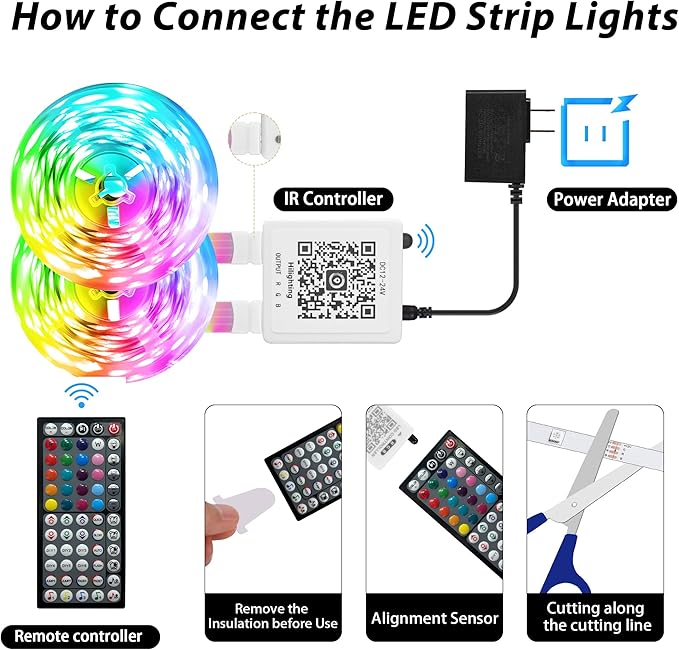 Led Lights for Bedroom 200FT Music Sync Color Changing Led Strip Lights with Remote and App Control, RGB Led Light Strip DIY Design Led Lights for Room, Christmas Decor, Gaming Accessories (2*100FT)