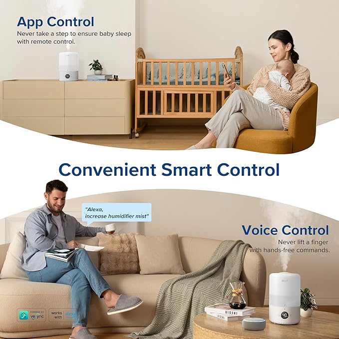 LEVOIT Air Purifier for 1980 Ft2 Room & Smart Humidifier with 3L Tank, Diffuser & APP Control