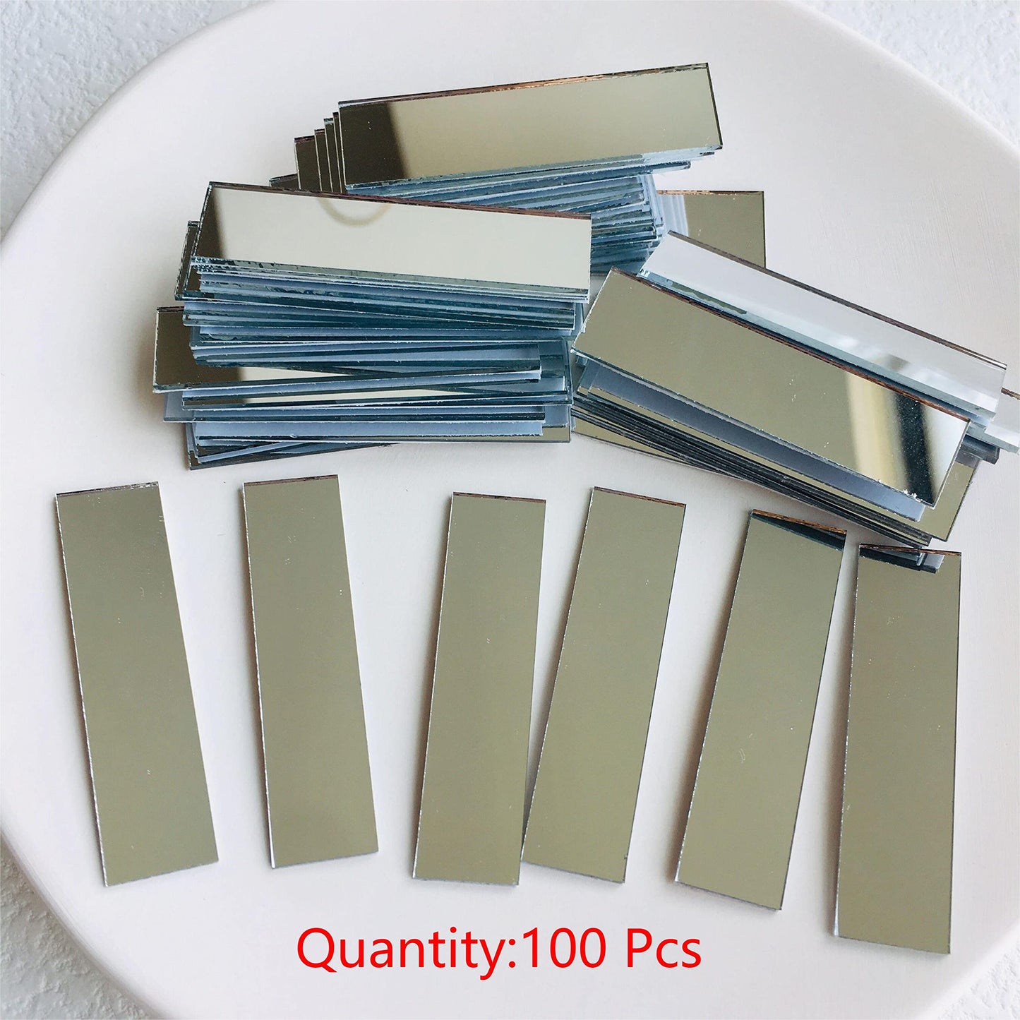 NUO RUI Adhesive Rectangular 1/2" x 2"" Mirror Mosaic Tile 100 Pcs"