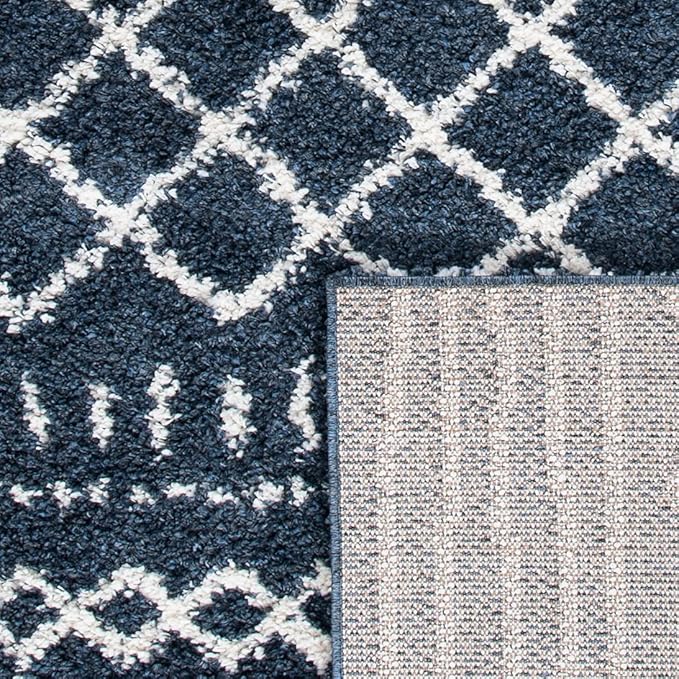 SAFAVIEH Arizona Shag Collection Accent Rug - 3'2" x 5', Slate Blue & Ivory, Design, Non-Shedding & Easy Care, 1.6-inch Thick Ideal for High Traffic Areas in Entryway, Living Room, Bedroom (ASG741L)