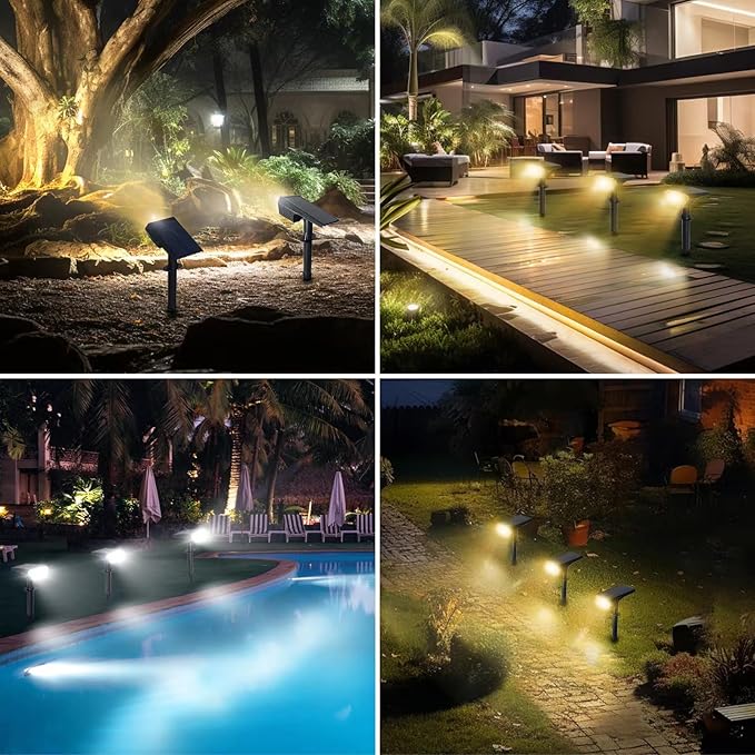 10pack Solar Spot Lights Outdoor,Auto On/Off Solar Lights Outdoor Waterproof IP65,2-in-1 Solar Powered Outdoor Landscape Lighting,Solar Lights for Outside Yard Garden Pathway (Warm White)