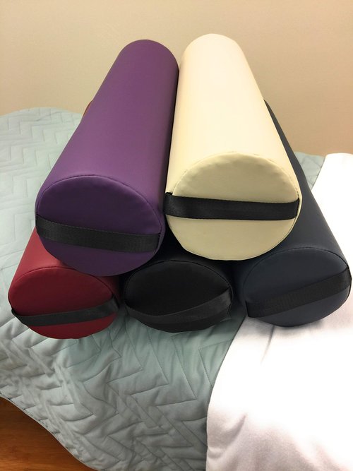 Full Round Massage Bolster Pillow by NRG - 6" W x 26" L Positioning Cushion Bolsters for Massage/Spa Tables with Carrying Strap - Durable PVC Free Vinyl Upholstery - CFC Free Foam - Color: Black