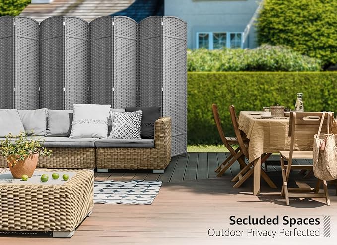Sorbus 8 Panel Room Divider 6 ft. Tall - Privacy Screen, Extra Wide Double Hinged Panels, Mesh Hand-Woven Design, Partition Room Dividers and Folding Privacy Screens, Wall Divider for Room Separation