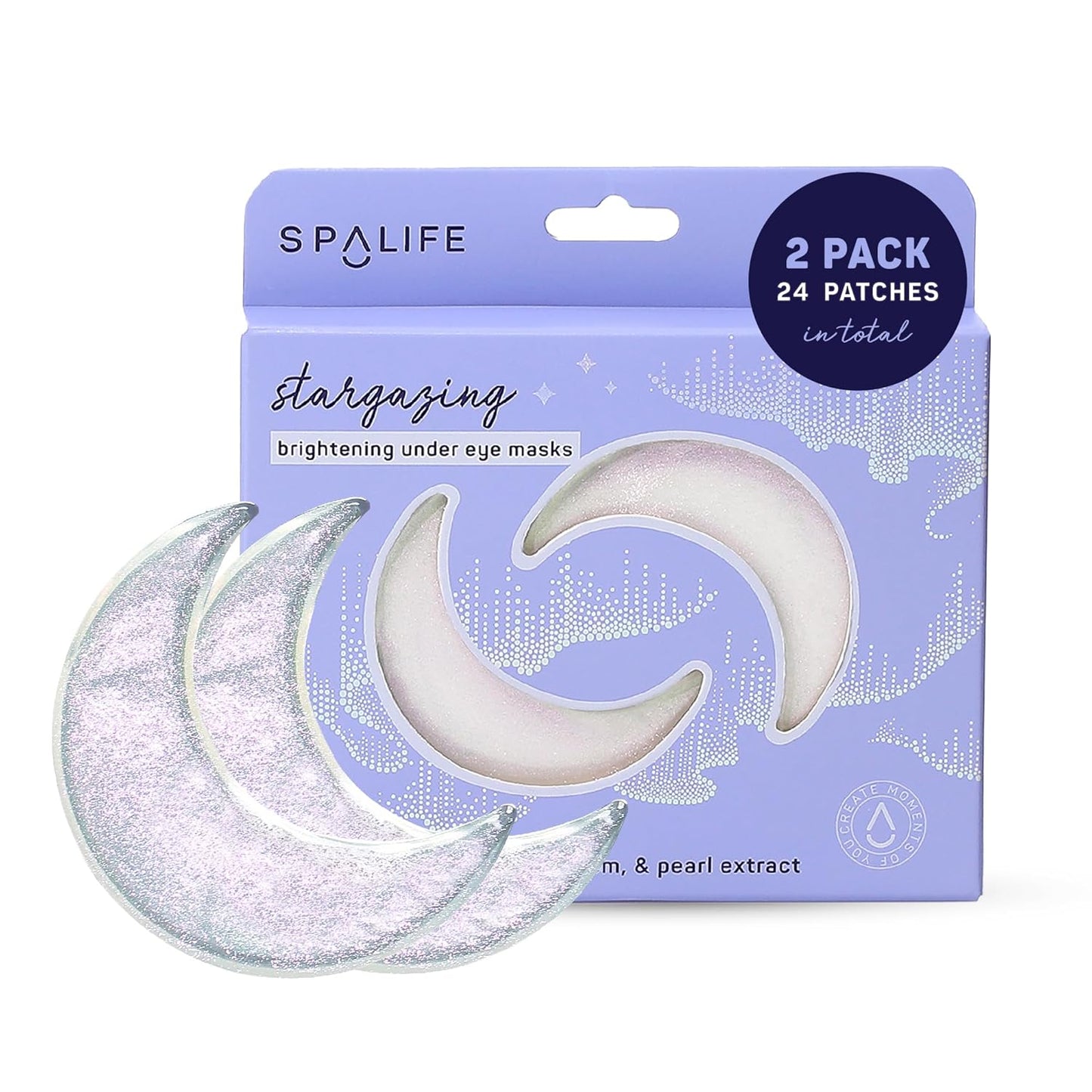 SpaLife Beauty Stargazing Radiating Under Eye Masks â Hydrogel Eye Patches for Dark Circles, Puffy Undereyes, & Discoloration with Vitamin C & Snow Mushroom â 2-in-1 Skincare Treatment â 24 Pairs