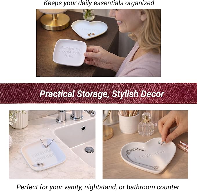TOPIO Ceramic Jewelry Dish Tray – Handmade Premium Trinket Dish for Rings, Earrings & Necklaces – Decorative Jewelry Holder for Vanity, Nightstand, Gift for Mom, Friends, Her