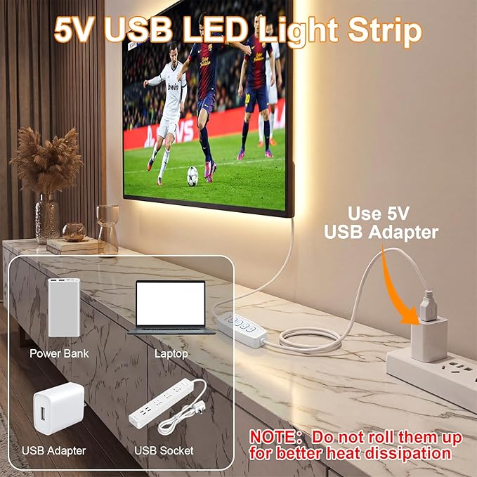 iNextStation 6.56FT/2M CCT COB LED Strip Light, 608LEDs LED Light Strips Dimmable 2700K-6500K, Cuttable DIY Design USB LED Lights, CRI93+ LED Tape Lights for TV Backlight, Cabinet, Mirror, Party Decor