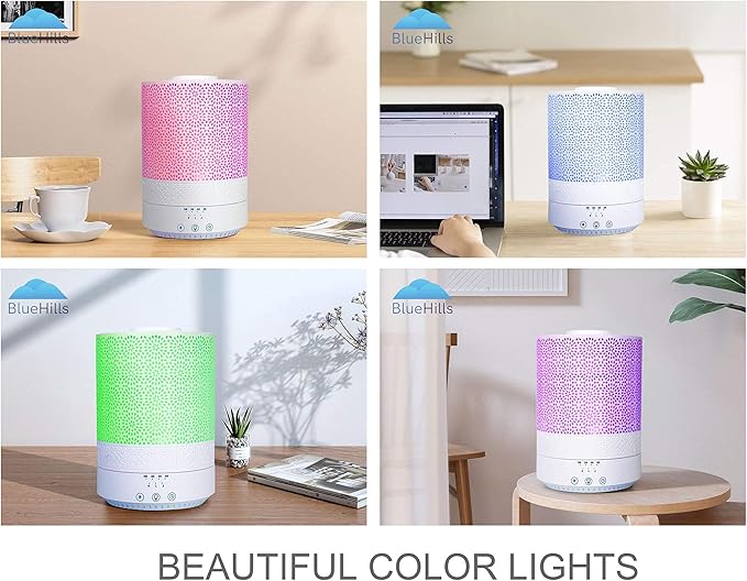 BlueHills Premium Set of Two Large 5000 ML XL and 2500 ML Essential Oil Diffusers Humidifier Combo for Large Room Home with Décor LED Lights Great Gift – White