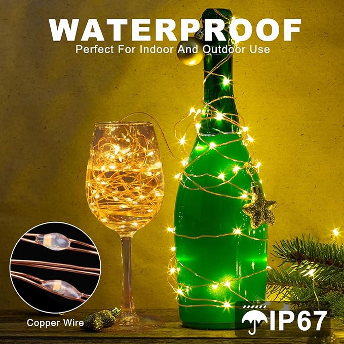 Fairy Lights Plug in 66FT 200 LED USB Twinkle Lights for Bedroom Copper Wire Lights with Remote and Timer 8 Modes, Waterproof String Lights for Dorm DIY Party Christmas Decoration(Warm White)