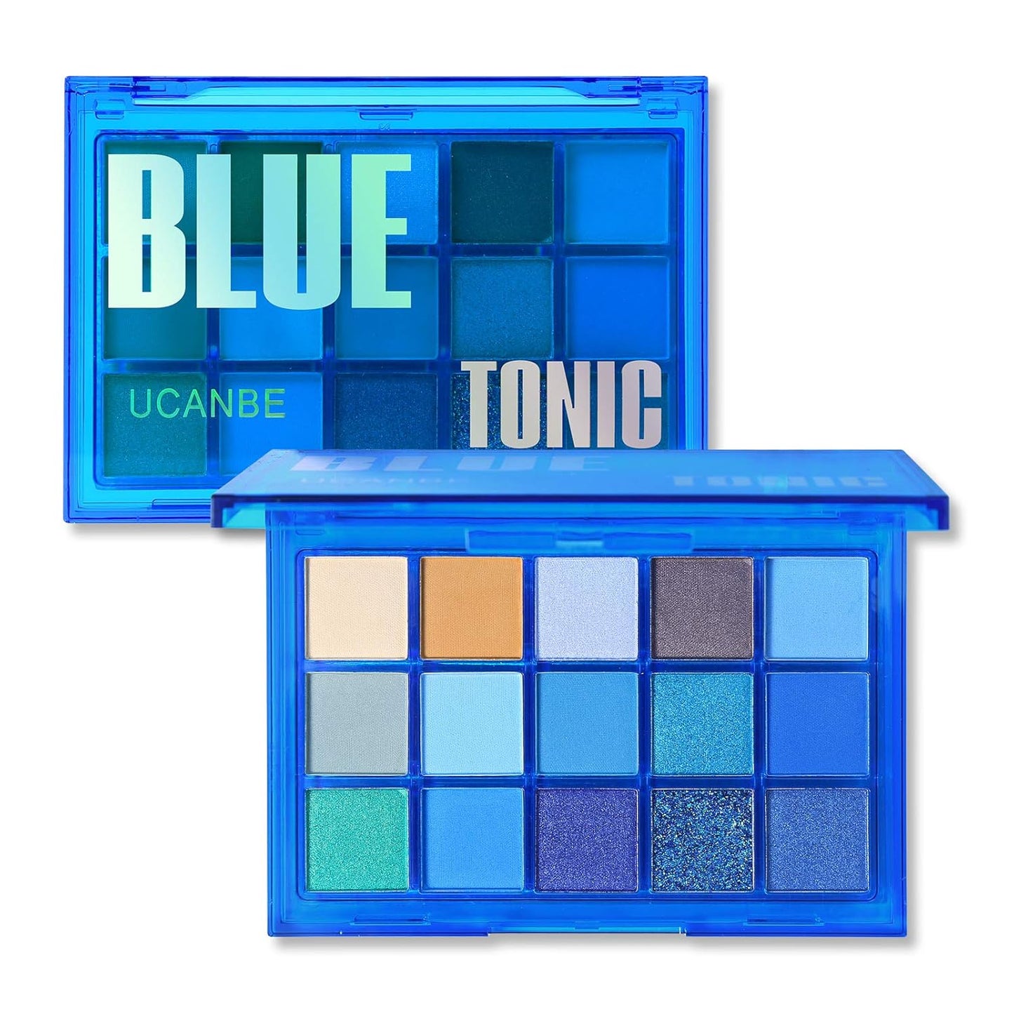 UCANBE Bright Neon Eyeshadow Makeup Palette-15 Shades High Pigmented Purple Blue Yellow Shimmer Matte Glitter Metallic Eyes Shadow Colorful Vibrant Creamy Make Up Pallets Kit - Blue Tonicâ¦