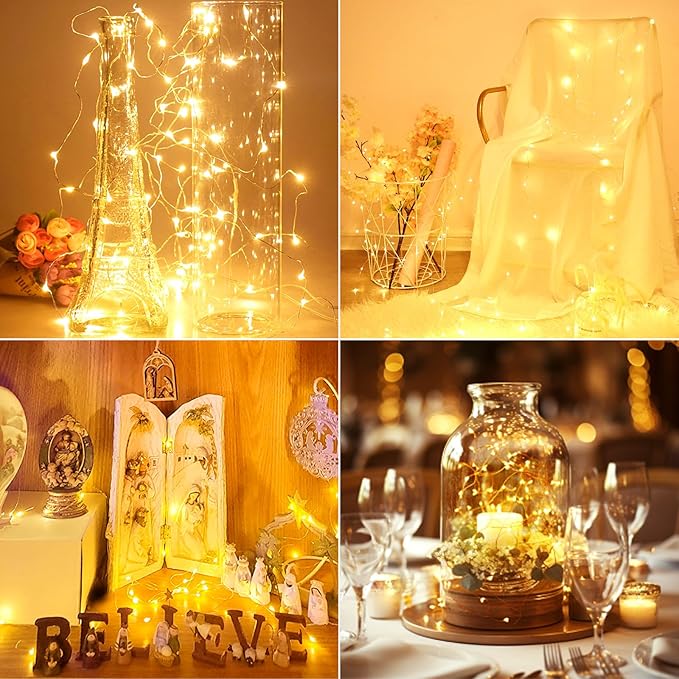 kolpop 30 Pack LED Fairy Lights Battery Operated, 7FT 20 LED Mini Twinkle String Lights Battery Powered Waterproof for Christmas Mason Jars Party (Cool&Warm&Multicolor)