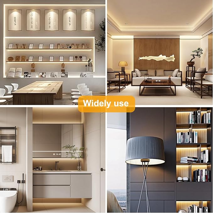 COB LED Strip Lights Natural White,24V Dimmable led Light Strip KIT with Remote and app Control,4000K 9.84FT/3m 8mmwide Ra>90 Cuttable Flexible Strip Lights for Bedroom,TV Lights,Cabinet