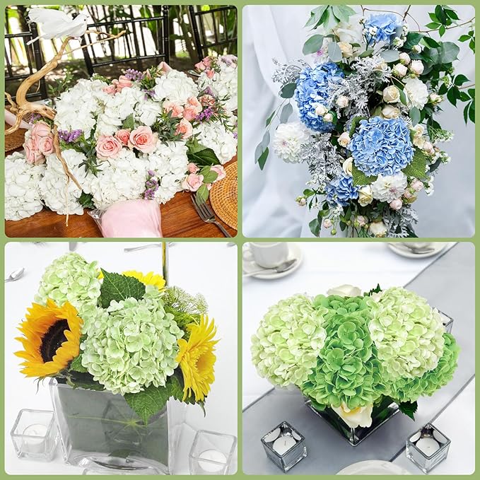 3 Pcs Real Touch Hydrangea Artificial Flowers, 21" White Full Faux Hydrangea Flowers Latex Fake Flowers for Home Decor Party Floral Arrangements Wedding Bouquets Centerpieces Outdoor Decor