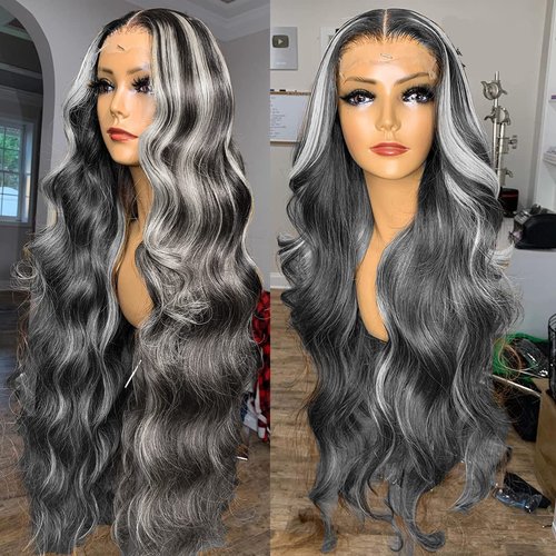 Habiliana Bundles Human Hair 20 22 24 Inch Body Wave P1B/GREY Human Hair Bundles 11A Unprocessed Brazilian Virgin Quick Weave Hair Extensions for Black Women
