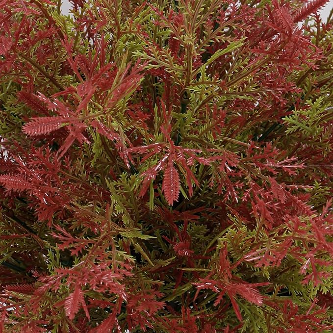 Artificial Topiary Ball Trees with Ground Spikes UV Resistant Faux Greenery Shrubs Fake Shrubs for Outdoors, Realistic Faux Plants Bushes for Garden Porch Yard Patio Decor (Red Green Cedar)