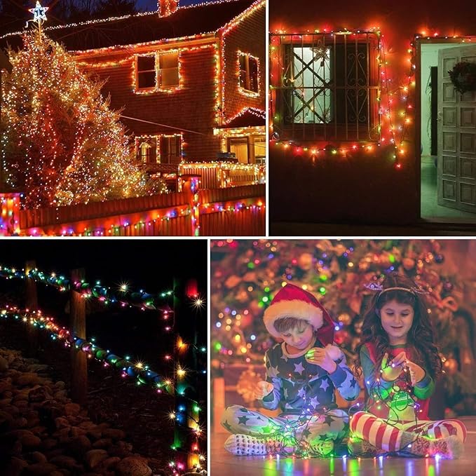 String Lights Indoor Bedroom, 33FT 100 LED Fairy String Lights Outdoor Waterproof, 8 Modes Memory Twinkle Christmas Light Plug in for Classroom Dorm Patio Tree Garden Decor (Multicolor)